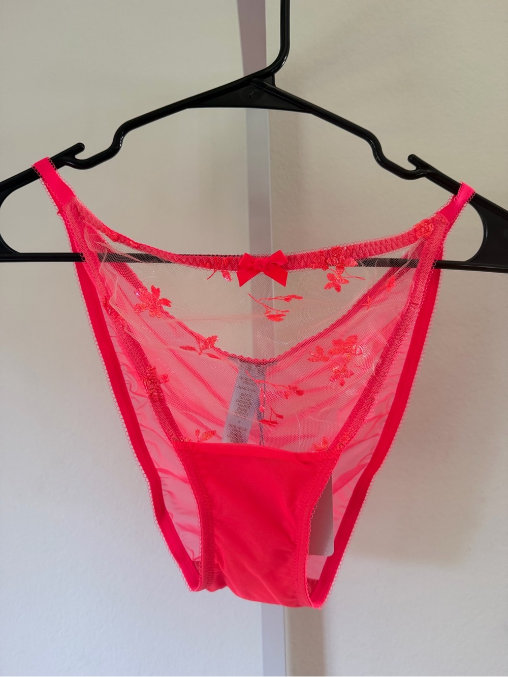 Savage X Fenty Neon Pink Sheer Floral Bikini